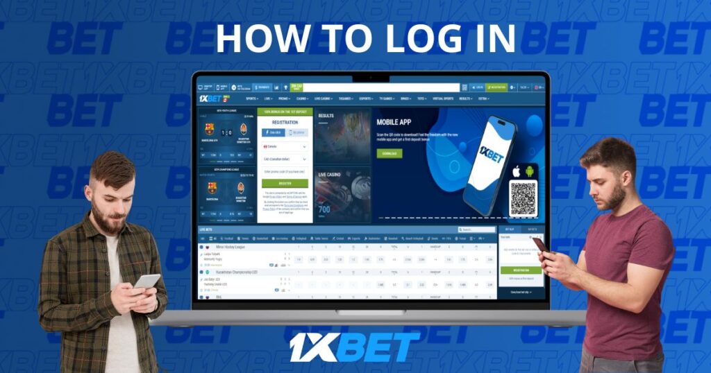 Logging in to 1xBet on a laptop